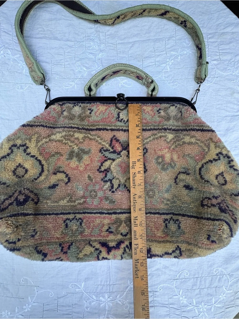 Vintage Pink Floral Tapestry Shoulder Bag XL made in England READ